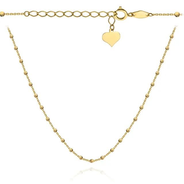 ⭐ Naszyjnik złoty z diamentowanymi kuleczkami i serce 42+3cm ♥ Ergold
