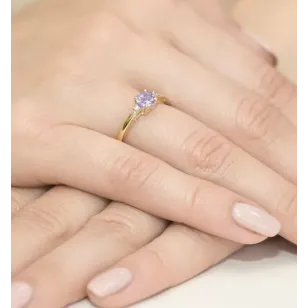 Złoty Pierścionek 585 z diamentem ametyst 0,50ct