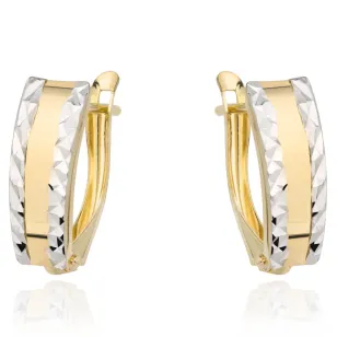 ⭐ Kolczyki złote z diamentowanymi brzegami i gładkim środkiem ♥ Ergold