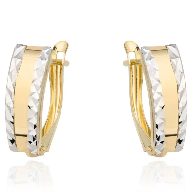 ⭐ Kolczyki złote z diamentowanymi brzegami i gładkim środkiem ♥ Ergold