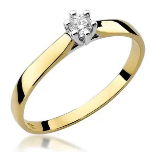 Złoty Pierścionek 585 z diamentem brylant 0,08ct