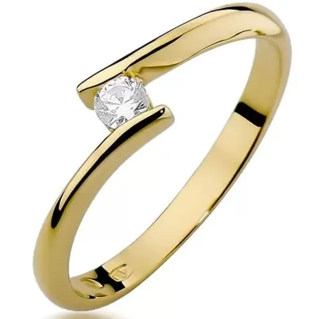 Złoty Pierścionek 585 z diamentem brylant 0,09ct
