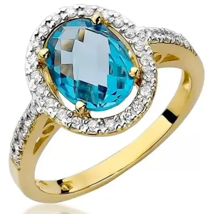 Złoty Pierścionek 585 z diamentem topaz 1,70ct
