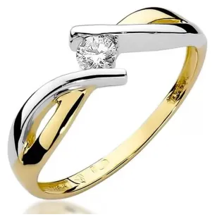 Złoty Pierścionek 585 z diamentem brylant 0,10ct
