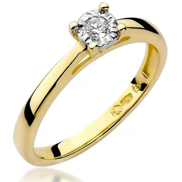 Złoty Pierścionek 585 z diamentem brylant 0,08ct