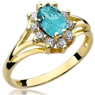 Złoty Pierścionek 585 z diamentem topaz 0,90ct