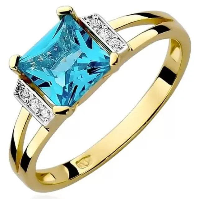 Złoty Pierścionek 585 z diamentem topaz 1,40ct