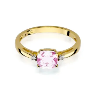 Złoty Pierścionek 585 z diamentem różowy topaz 1,10ct
