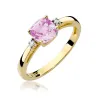 Złoty Pierścionek 585 z diamentem różowy topaz 1,10ct