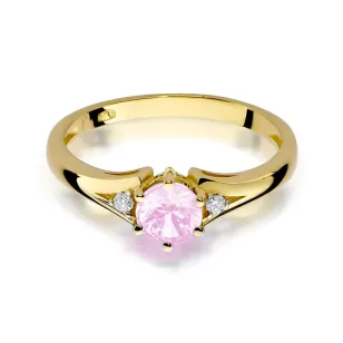 Złoty Pierścionek 585 z diamentem Różowy Topaz 0,60ct