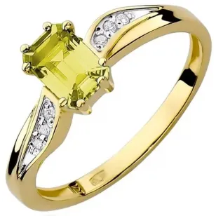 Złoty Pierścionek 585 z diamentem cytryn 0,60ct