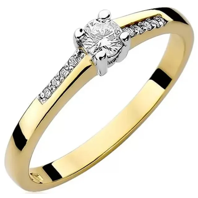 Złoty Pierścionek 585 z diamentem brylant 0,19ct