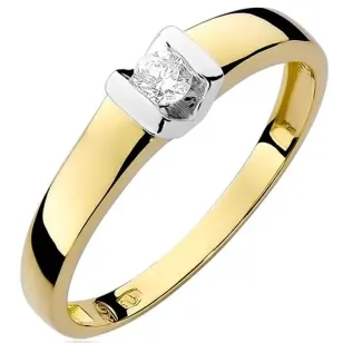 Złoty Pierścionek 585 z diamentem brylant 0,10ct
