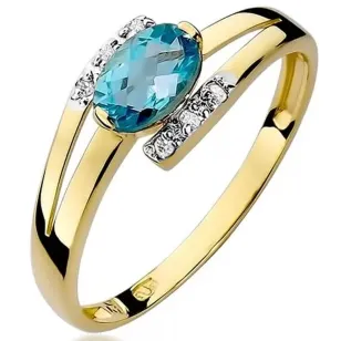 Złoty Pierścionek 585 z diamentem topaz 0,50ct