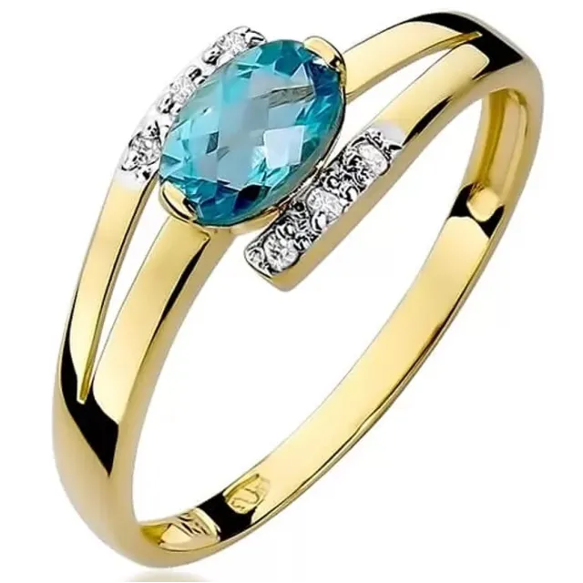 Złoty Pierścionek 585 z diamentem topaz 0,50ct