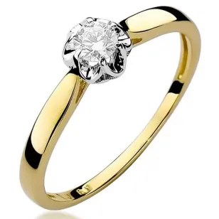 Złoty Pierścionek 585 z diamentem brylant 0,15ct