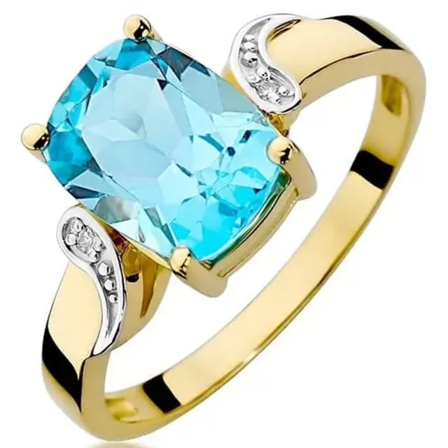 Złoty Pierścionek 585 z diamentem topaz 2,40ct
