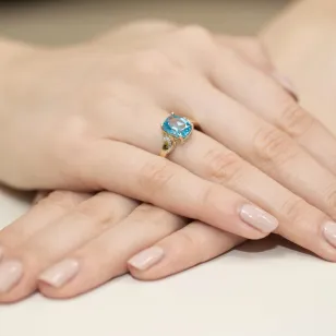 Złoty Pierścionek 585 z diamentem topaz 2,40ct