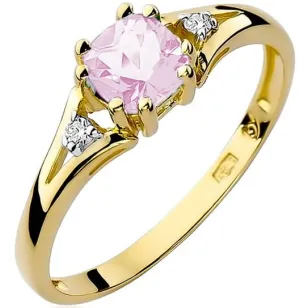 Złoty Pierścionek 585 z diamentem Różowy Topaz 0,65ct
