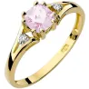Złoty Pierścionek 585 z diamentem Różowy Topaz 0,65ct