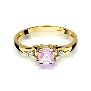 Złoty Pierścionek 585 z diamentem Różowy Topaz 0,65ct