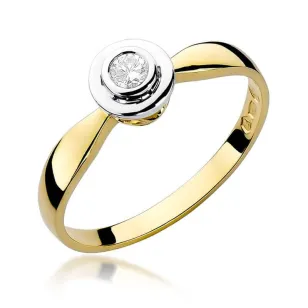 Złoty Pierścionek 585 z diamentem brylant 0,10ct