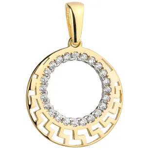 ⭐ Zawieszka ring z cyrkonii w oprawie greckiego wzoru ♥ Ergold