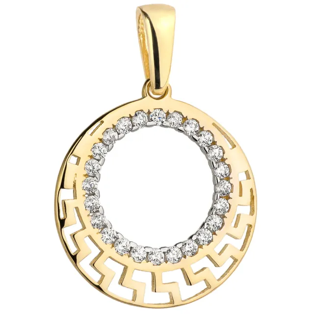 ⭐ Zawieszka ring z cyrkonii w oprawie greckiego wzoru ♥ Ergold