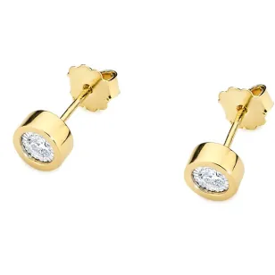 Złote kolczyki klasyczne próba 585 z brylantem 0,16ct