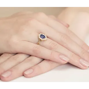 Goldener Diamantring EY-76 Saphir | ergold