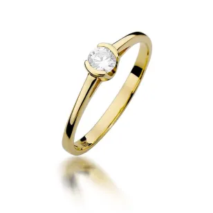 Złoty Pierścionek 585 z diamentem brylant 0,23ct