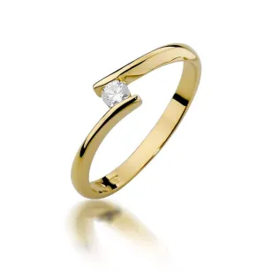 Złoty Pierścionek 585 z diamentem brylant 0,09ct