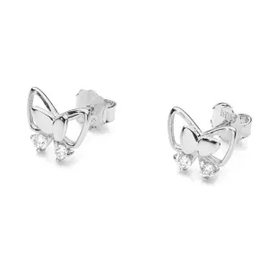 Złote kolczyki kokardki próba 585 z brylantami 0,08ct