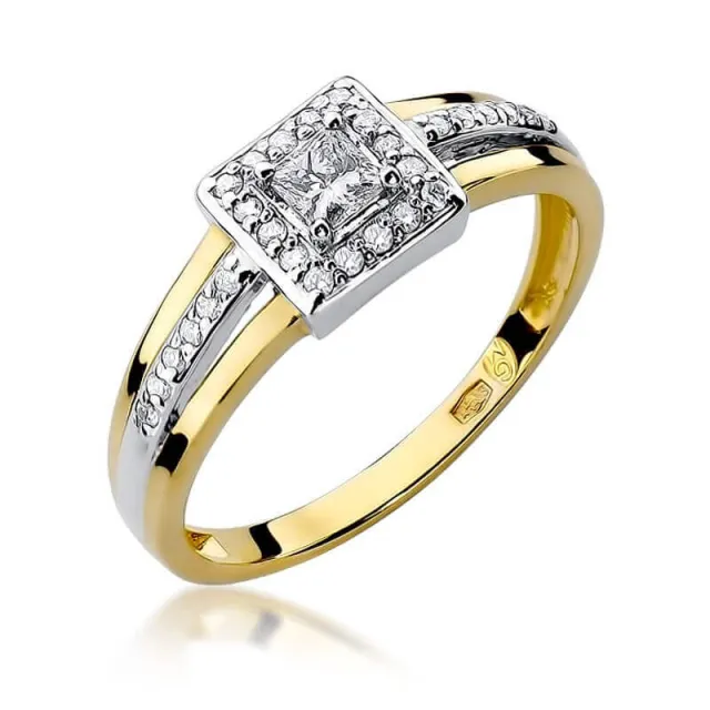 Złoty Pierścionek 585 z diamentem brylant 0,29ct