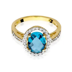 Złoty Pierścionek 585 z diamentem topaz 1,70ct