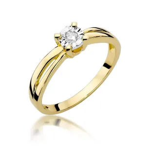 Złoty Pierścionek 585 z diamentem brylant 0,08ct