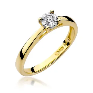 Złoty Pierścionek 585 z diamentem brylant 0,08ct