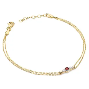 Bransoletka złota 585 z Rubinem i Diamentami 0.15ct