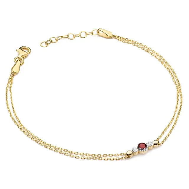 Bransoletka złota 585 z Rubinem i Diamentami 0.15ct