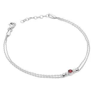 Bransoletka złota 585 z Rubinem i Diamentami 0.15ct