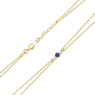 Bransoletka złota 585 z Szafirem i Diamentami 0.15ct