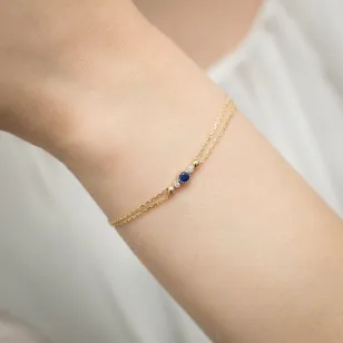 Bransoletka złota 585 z Szafirem i Diamentami 0.15ct