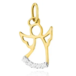Złota Zawieszka Aniołek 585 z Diamentami 0,07ct