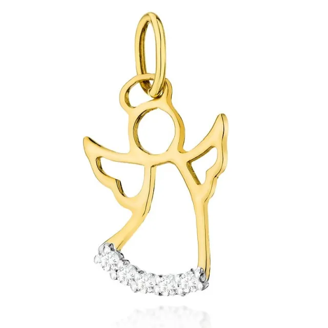 Złota Zawieszka Aniołek 585 z Diamentami 0,07ct