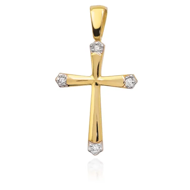 Złoty krzyżyk 585 z Diamentami 0,02ct