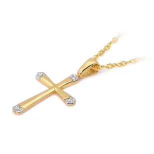 Złoty krzyżyk 585 z Diamentami 0,02ct