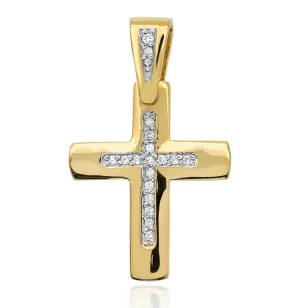 Złoty krzyżyk 585 z Diamentami 0,09ct