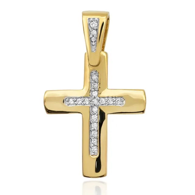 Złoty krzyżyk 585 z Diamentami 0,09ct