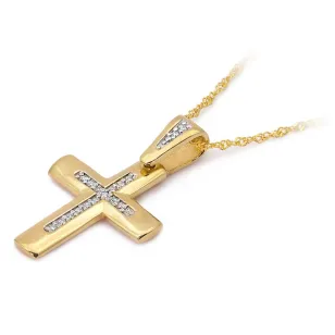 Złoty krzyżyk 585 z Diamentami 0,09ct