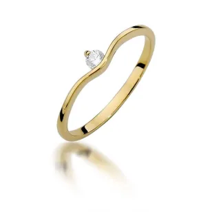 Złoty Pierścionek 585 z diamentem brylant 0,09ct